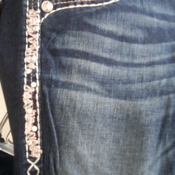 Rock Revival Women's 26 Dark Wash Skinny Jeans Amy Bejeweled Distressed NWOT - Picture 6 of 13